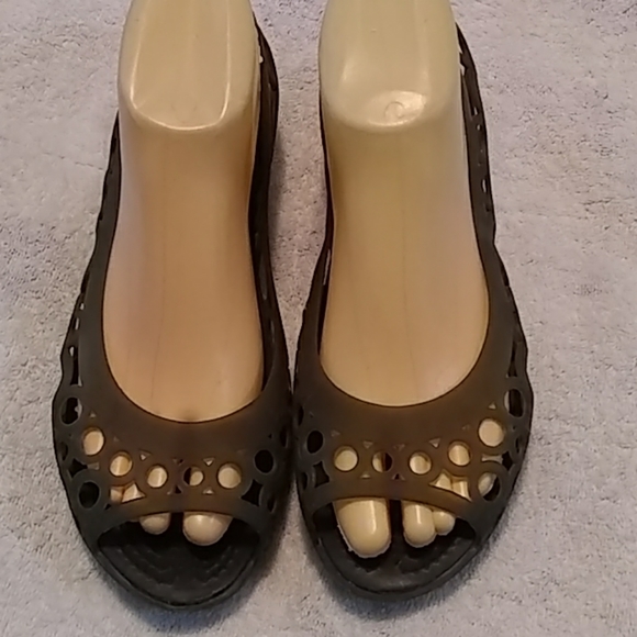 jelly peep toe flats